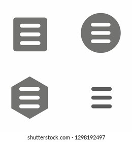 Menu icon vector set for web design. Burger menu