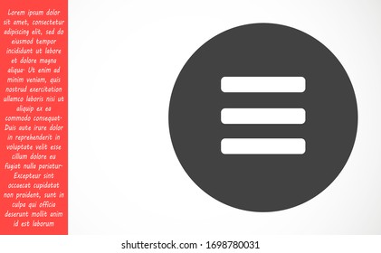 Menu Icon vector in trendy flat style isolated on gray background, for your web site design, app, logo, UI.Menu Icon vector illustration, web menuMenu Icon vector . concept web buttons