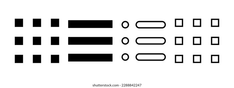 Menú Vector de iconos para la aplicación web y móvil. símbolo y signo de menú web. símbolo del menú hamburguesa