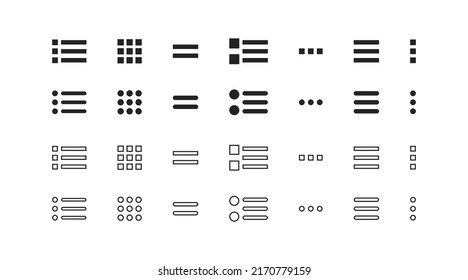 Menü-Symbol. Webnavigationssymbol. Einfache Symbole des Rahmenmenüs. Hamburger Button-Icons gesetzt. EPS10