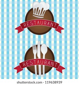 Menu Icons with blue stripes  vintage background