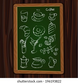 Menu icons in chalkboard background