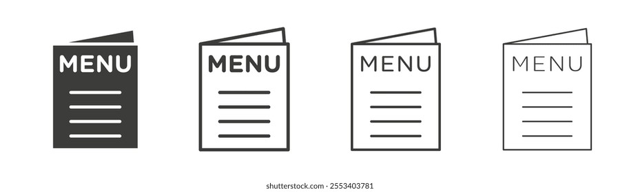 Menu icons collection. vector set in black color