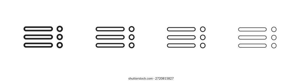 Iconos de menú delinean diseño de Vector negro. Línea con trazo editable.