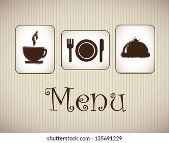 Menu icons over brown background vector illustration
