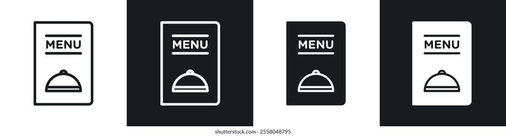 Menu icons pack in black and white filled and outlined versions.
