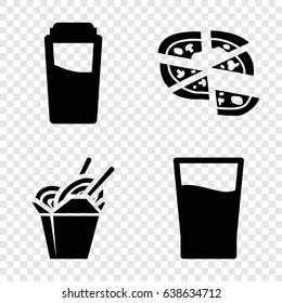 Menu icons set. set of 4 menu filled icons such as drink, chinese fast food