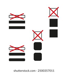 Menüsymbole eingestellt. Rote Kreuze. Schwarze Formen Illustration. Vektordesign.