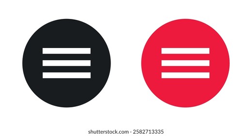 Menu icons set vectors black and colored style