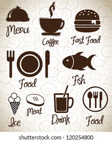 Menu  icons silhouettes  over background vector illustration