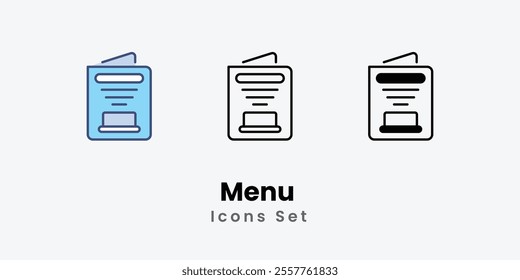 Menu Icons thin line and glyph vector icon stock illustration