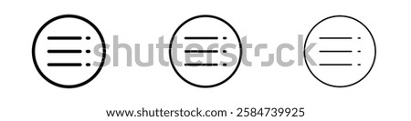 Menu icons in three different stroke lines