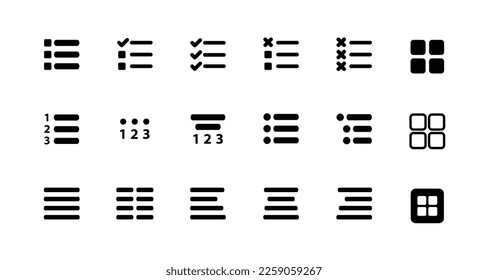 Menu icons vector set . Burger menu for interface design vector. Website icons for mobile apps and UI.