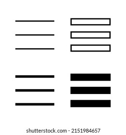 Vector de iconos de menú. símbolo y signo de menú web. símbolo del menú hamburguesa