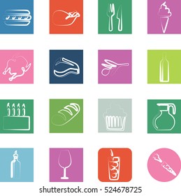 Menu icons for web, design, restaurant. vector