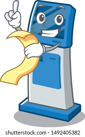 With menu information digital kiosk isolated in the mascot
