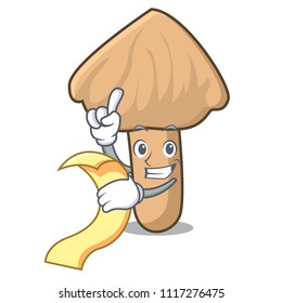 With menu inocybe mushroom mascot cartoon