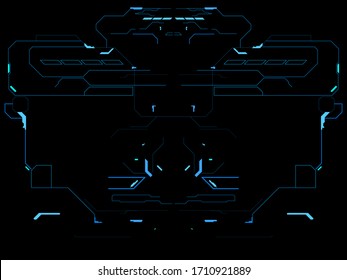 Menu interface. HUD elements for a panel of a spaceship. Helmet projection interface. Target element.