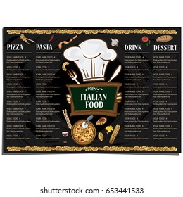 menu italian food restaurant template design hand drawing graphic.