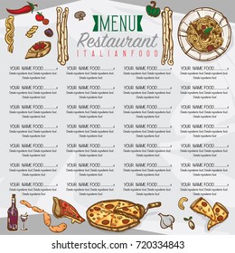 menu italian food template design hand drawing graphic