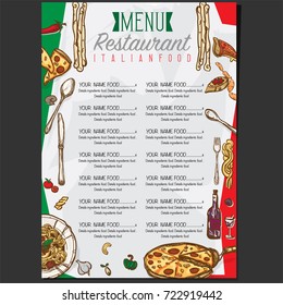 menu italian food template design hand drawing graphic 