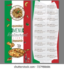menu italian food template design hand drawing graphic 