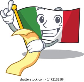 With menu italy flags isolated wth the cartoon
