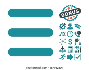 Menu Items icon with bonus design elements. Vector illustration style is flat iconic bicolor symbols, soft blue colors, white background.