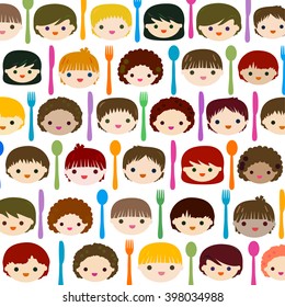 menu kids faces background 