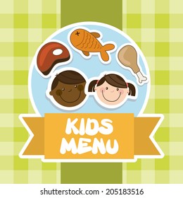 menu kids over pattern background vector  illustration