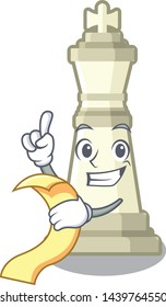With menu king chess above wooden cartoon table