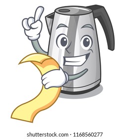 With menu kitchen electric kettle on a mascot