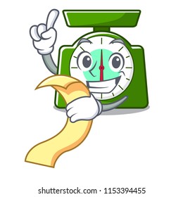 With menu kitchen scale mascot cartoon