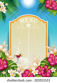 Menu Label  bar useful for the summer. The writing can be removed- editable-transparency blending effects and gradient mesh-EPS 10