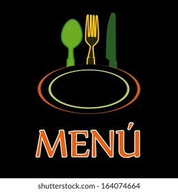 menu label over black background vector illustration  