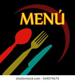menu label over black background vector illustration  