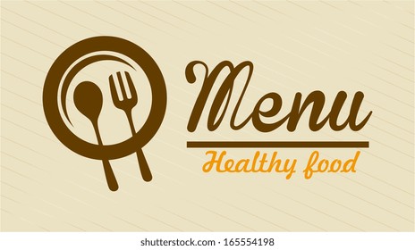 menu label over lineal background vector illustration  