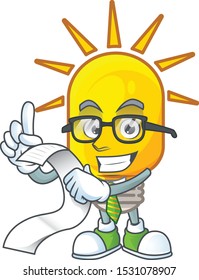 With menu lamp yellow with cartoon character shape.