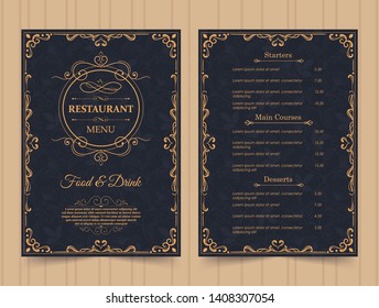 Menu Layout with Ornamental Elements.