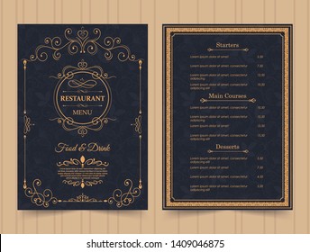 Menu Layout with Ornamental Elements.