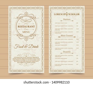 Menu Layout with Ornamental Elements.