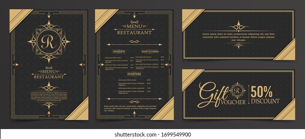 Menu Layout with Ornamental Elements.	