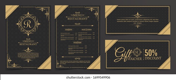 Menu Layout with Ornamental Elements.	