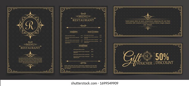 Menu Layout with Ornamental Elements.	