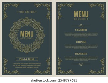 Menu Layout with ornamental Elements.