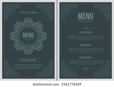 Menu Layout with ornamental Elements.