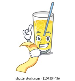 With menu lemonade mascot cartoon style