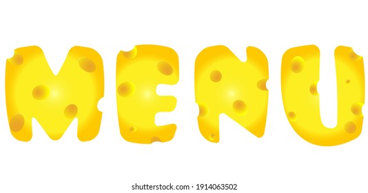 Menüschrift in Form von Käse