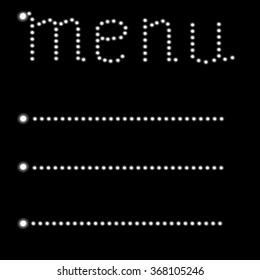  Menu light letters. Retro neon sign. Vector Illustration.