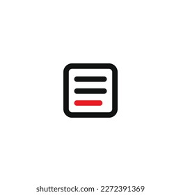 línea de menú icono negro con acentos rojos para web, aplicación, etc